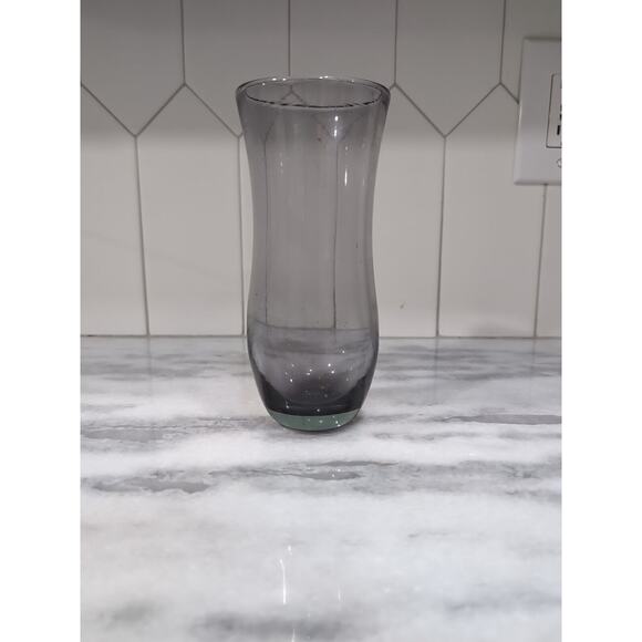 Hand Blown Purple Smoke Glass Flower Vase, Plum Floral Vase, Bulbous Body Vase - Picture 3 of 8